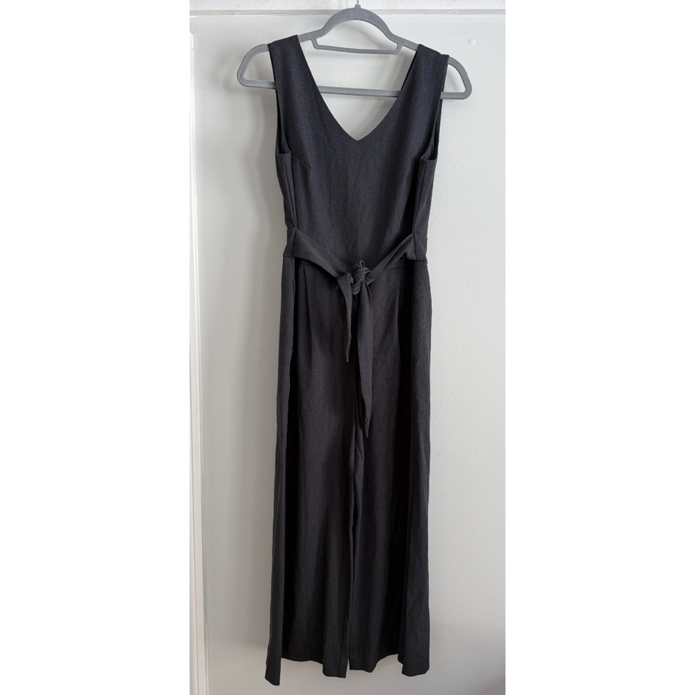 LOFT Charcoal Gray Sleeveless Wide Leg Jumpsuit